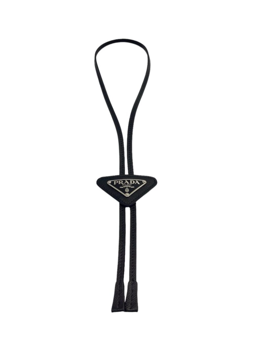 NWT Prada Saffiano Leather Bolo Tie Black Designer Western Luxury Gift 💘 Unisex - Picture 6 of 7